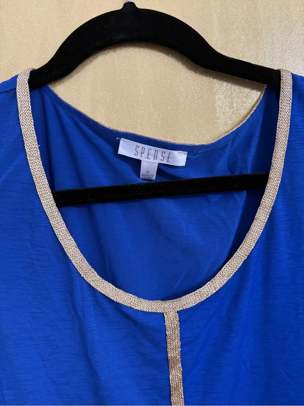 Spense Blue Top with Gold Trim Accent